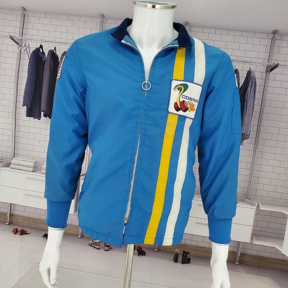 Vintage Ford Cobra JACKET Blue Racer Mechanic Zip-up Coat Small - Picture 8 of 11